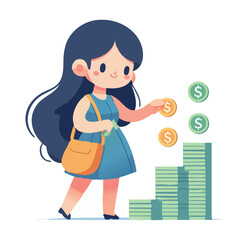 Woman investing money illustration vector financial growth concept