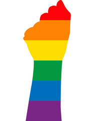 Rainbow silhouette of a fist - a hand symbol of struggle and strength - a design element for LGBT Pride Month