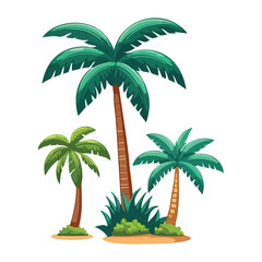 Tropical palm trees illustration vector summer vacation beach theme