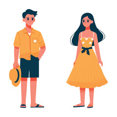 Couple in Summer Outfits Vector Illustration for Vacation Design