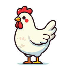 Cartoon Chicken Vector Illustration for Farm Animal Design
