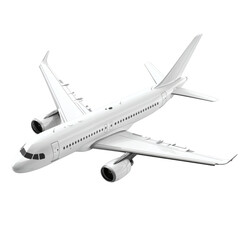 Obraz premium passenger aircraft clay 3d-render, realistic travel airplane, holiday flight, commercial jetliner, airport transport, white isolated, centered in frame without touching edges