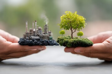 Carbon credit concept. Business trade carbon credit on environment market to control CO2 emissions of industry and company for sustainable environment. Net zero reduction emissions greenhouse gases