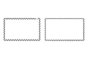 set of vector frames, Set of wavy edges rectangle frames. Rectangular shapes with wiggly borders. Picture or photo frames, empty text boxes, label, tags on transparent background