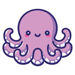 Adorable Purple Octopus Cartoon Vector Art Perfect for Children's Design