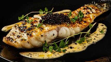 a luxurious dish of grilled turbot