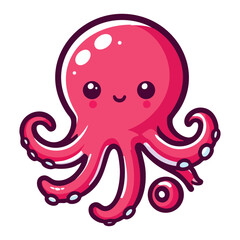 Cute Pink Octopus Cartoon Illustration Playful Sea Animal Vector