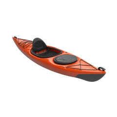 kayak clay 3d-render, river adventure travel, kayak exploration, eco tourism, lake kayaking, outdoor water sport, isolated white background, centered object floating