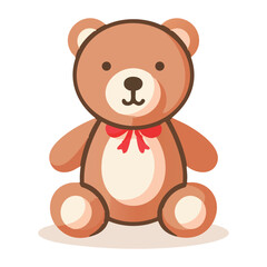 Adorable Brown Teddy Bear with Red Bow Illustration for Kids