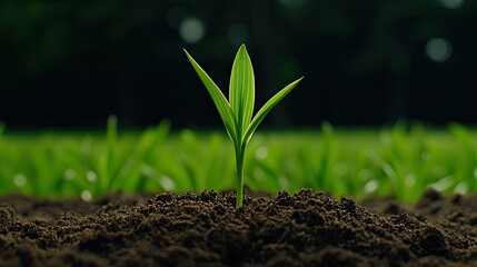 A Tiny Sprout Emerging from Rich Soil, Symbolizing New Growth and Life's Potential