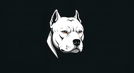 Obraz premium Detailed White Pitbull Head with Focused Eyes on Black Background