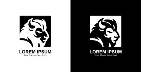 The logo design is in the form of a bison head combined with a square