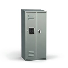  Steel locker with biometric lock white background.
