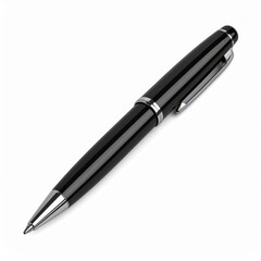 Sleek Black Ballpoint Pen Close up Studio Shot Perfect for Business or Office Stationery