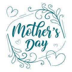 Elegant mothers day design with decorative floral elements and heart accents