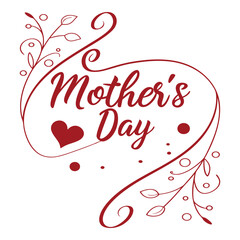 Elegant mothers day design with floral elements and heart decoration in burgundy