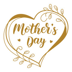 Mothers day golden heart with floral accents elegant holiday illustration vector