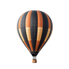 realistic hot air balloon with colorful canopy isolated on clean white background, centered in frame with no edge touching, adventure travel experience focus