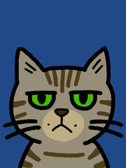 Cat hand drawn art - canvas print art - wall decoration - colorful cat - kids book - cat expression