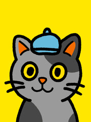 Cat hand drawn art - canvas print art - wall decoration - colorful cat - kids book - cat expression 