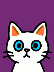 Cat hand drawn art - canvas print art - wall decoration - colorful cat - kids book - cat expression 