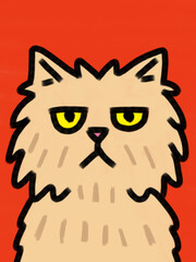 Cat hand drawn art - canvas print art - wall decoration - colorful cat - kids book - cat expression 