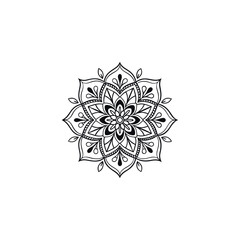 Black silhouette mandala vector decorative snowflake ornament