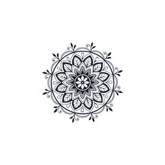 Black silhouette mandala vector abstract floral design