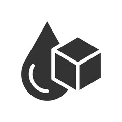 Vector illustration of an icon representing the concepts of sweetness and hydration. The icon features a water drop and a sugar cube