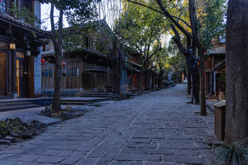 The landscape of Shaxi Ancient Town in Jianchuan County, Dali, Yunnan Province