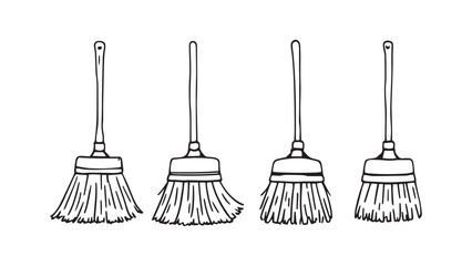 Fototapeta premium Broom line art