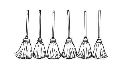 Fototapeta premium Broom line art