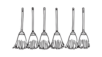 Fototapeta premium Broom line art