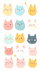 Obraz premium Playful Cartoon Cats Grid