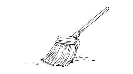 Naklejka premium Broom line art