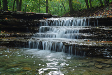 Obraz premium peaceful_waterfall_green_forest,