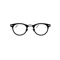 Fototapeta premium Simple Line Drawing of Round Eyeglasses
