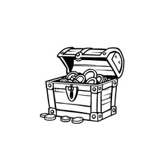Open Treasure Chest Filled with Gold Coins Illustration