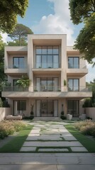 Obraz premium modern house on a sunny day