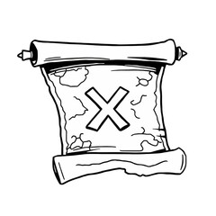 Treasure Map with X Mark Illustration