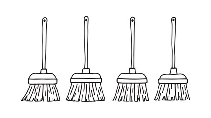 Fototapeta premium Broom line art