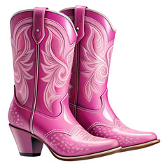 Stylish Pink Cowboy Boots A Fashion Statement isolated on transparent background