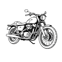 Fototapeta premium Line Art Drawing of a Classic Cruiser Motorcycle