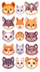 Fototapeta premium Cute Cartoon Fox and Cats