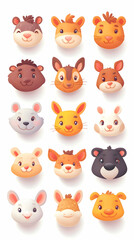Obraz premium Diverse Cartoon Animal Faces
