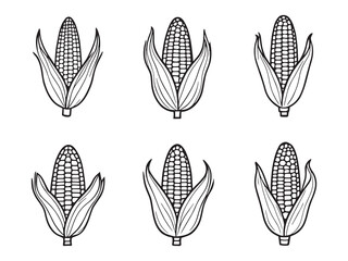 Sweet corn vector line art illustration