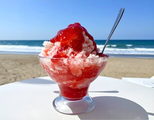 海の家のイチゴかき氷