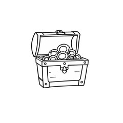 Open Treasure Chest Filled with Gold Coins Illustration