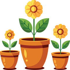 A yellow flower blossoms in a pot, a spring daisy adding floral color
