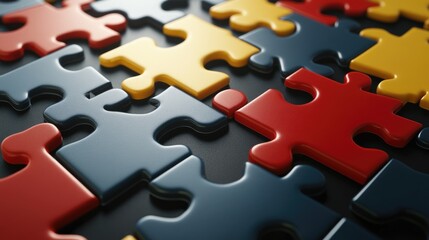 Multi-colored jigsaw puzzle assembled together symbolizing team synergy and problem-solving